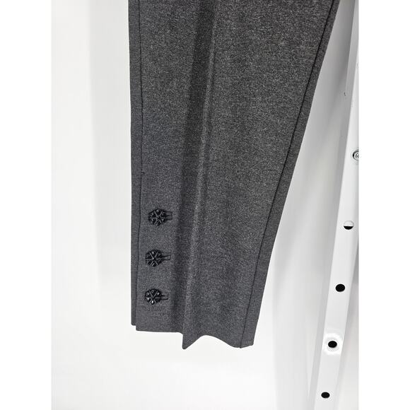 Chico's Women's Gray Heathered Pull On High-Rise Button Leg Trousers Size 2.5 - Picture 3 of 4